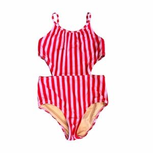 J. Crew Crewcuts Striped Cutout One Piece Swimsuit - Size 8